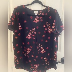 a new day Black and orange floral blouse